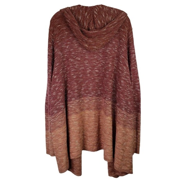 Catherines Cardigan Womens Plus 1X Brown Neutral Tan LS Lightweight Sweater Hood - Picture 3 of 10